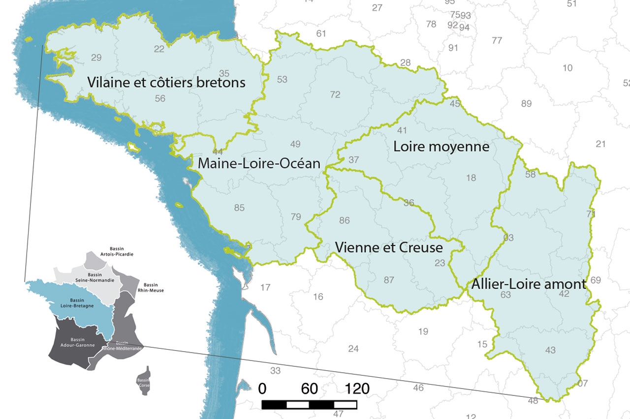 Les 5 sous-bassins de Loire-Bretagne
