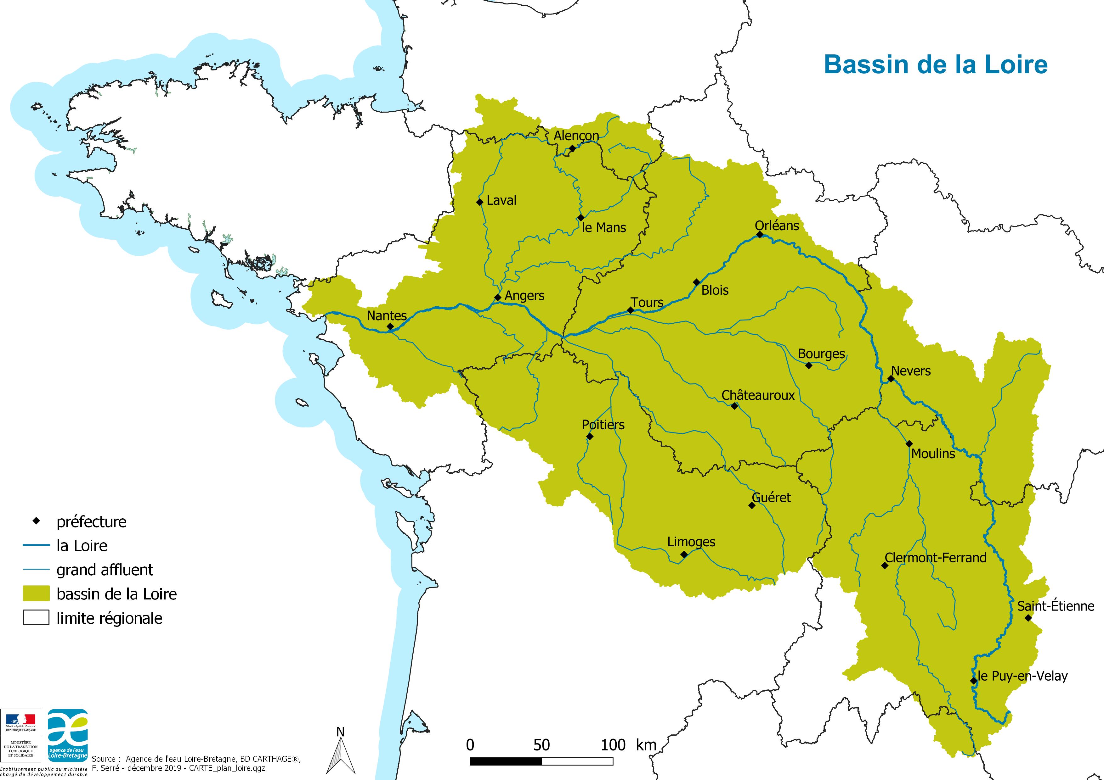 Carte du bassin de la Loire
